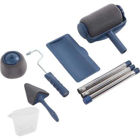 Set mit 6 nahtlosen Farbrollern aus Kunststoff und Edelstahl, multifunktionale Ablage für Pinsel und Heimwerkerbedarf (1/5)