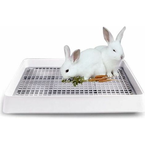 Bac à litière extra-large pour lapin avec grille amovible, cage à chat, plateau sanitaire spacieux pour rongeurs, accessoire d'hygiène robuste (1/5)