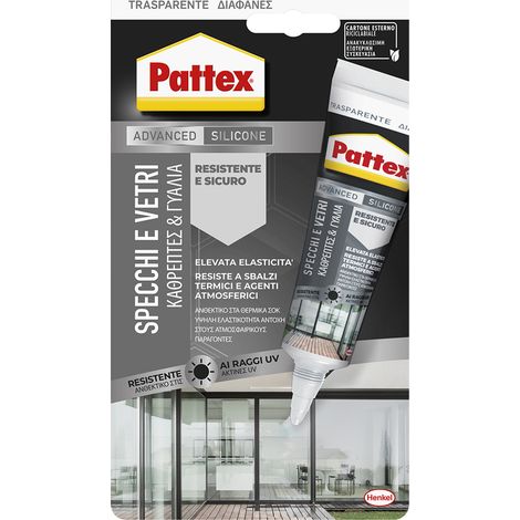 SILICONE NEUTRO 'PATTEX VETRI' trasparente - ml 50 - PATTEX