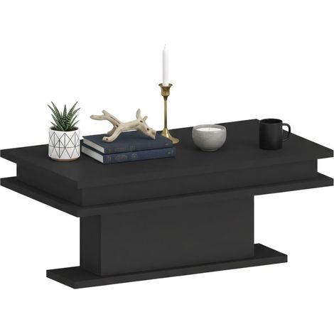 Dmora - Couchtisch Leon, Wohnzimmer-Couchtisch, niedriges Aufbewahrungselement, Couchtisch, 100x55x42 cm, Anthrazit