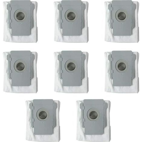 Lot de 8 Sacs jetables Sacs À Poussière de Rechange pour Aspirateur iRobot Roomba i7 i7+ / i7 Plus E5 E6 E7 S9 S9 Robot Base Autonettoyante, Kit d'accessoires de Sacs d'élimination de la Saleté (1/5)