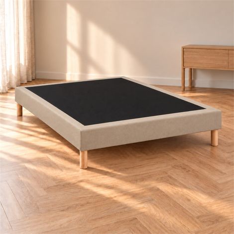 Sommier tapissier déco 160x200 cm Beige - Hauteur 30 cm - Pieds inclus (1/5)