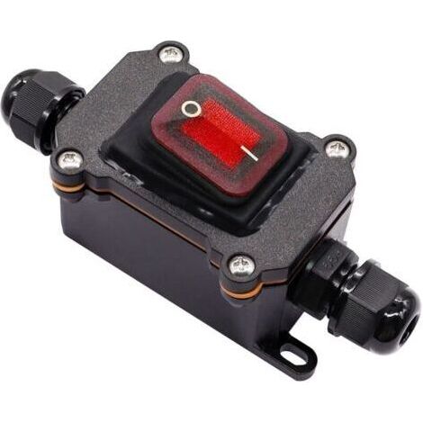 IP67 Interrupteur de câble étanche interrupteur de ligne ON/OFF Interrupteur à Bascule 220V AC étanche DPST 4 Bornes avec LED rouge Ligne double entrée et sortie H-K062-KCD4-201N-R-W-220V-LS