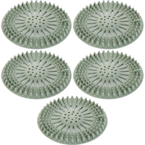 Stop Cheveux Silicone - Filtre Drain Douche Baignoire Évier - Diamètre 9 cm - Pour Siphon Standard - Lot de 5 (1/5)