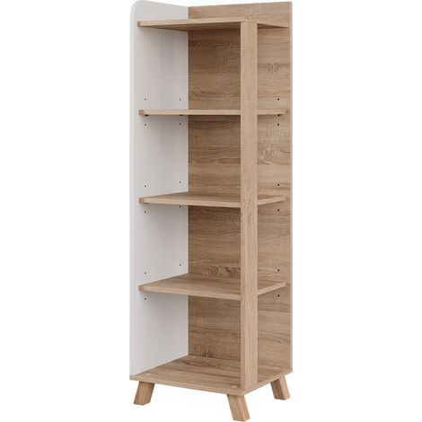 Mensola da bagno Karen, Sonoma/Bianco, 40 x 128 cm con 4 scomparti, Vicco