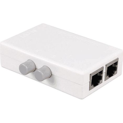 RJ45-Switch-Selector-Splitter, 2-Port-Netzwerk-Switch-Selector-Splitter-Hub) 1 Ausgang oder 1 Eingang 2 Ausgänge 100 m T 2-Wege RJ45 Ethernet-Netzwerk Sinloon Druckknopf-Mini-Schalterbox aus Metall