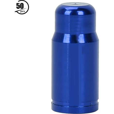 50 pièces bouchons anti-poussière pour valves Presta vélo, en alliage d'aluminium anodisé bleu (1/5)