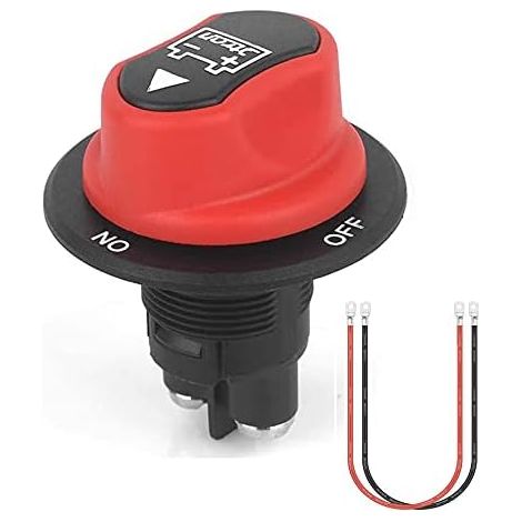 Lntyq Interrupteur de batterie 12V 50a 50vdc max mini avec 8awg câble 50cm on-off moto batterie isolement interrupteur rotatif pour Marine Boat Caravan Car Vehicles