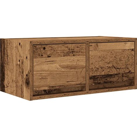 Mobile TV da parete design pulito 60 x 31 x 25 cm con ampio spazio portaoggetti in legno multistrato legno vecchio 020051683