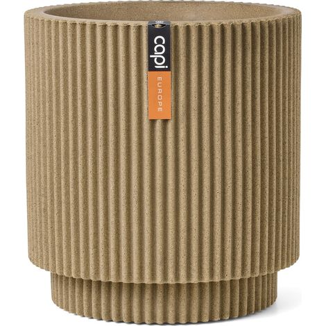 Capi Europe Übertopf Groove NL Zylinder Beige mit Isolierschicht Ø 36,6 cm - Kunststoff