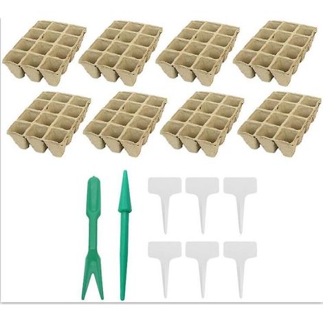 Biologisch abbaubare und umweltfreundliche Papierbecher für die Anzucht von Setzlingen und Blumen, mit 12 Löchern, 6 Etiketten und 1 Paar Saatgutclips. (1/5)