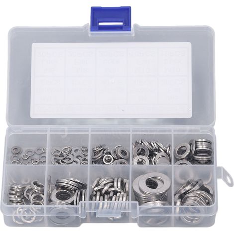 260Pcs Flat Lock Washers Assortment Kit 304 Stainless Steel M2.5 M3 M4 M5 M6 M8 M10 (1/5)