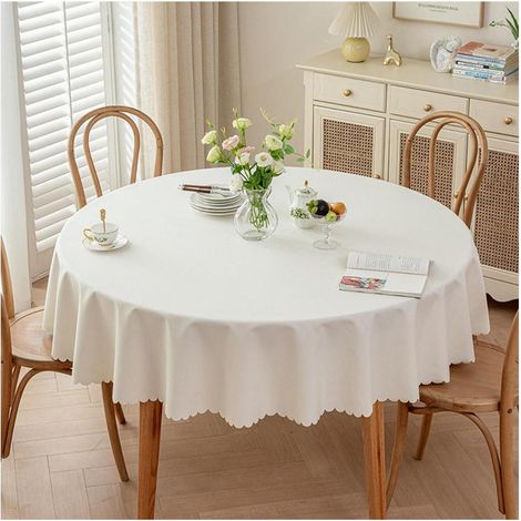 Nappe ronde 180 cm Beige, antitache & imperméable, facile d'entretien