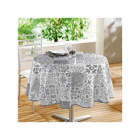 Nappe ronde - D 160 cm - PVC - Persane - Gris - Livraison gratuite