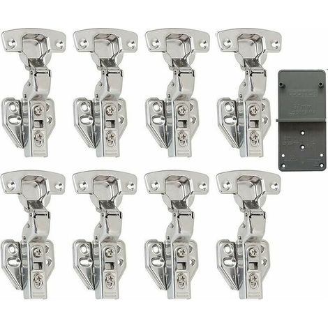 110 Degré Clip Rentrant 35mm Soft Close Charnieres avec Amortisseur Hydraulique Fermeture Automatique Charnière à Amorti pour Armoires de Porte Cuisine Lot de (1/4)