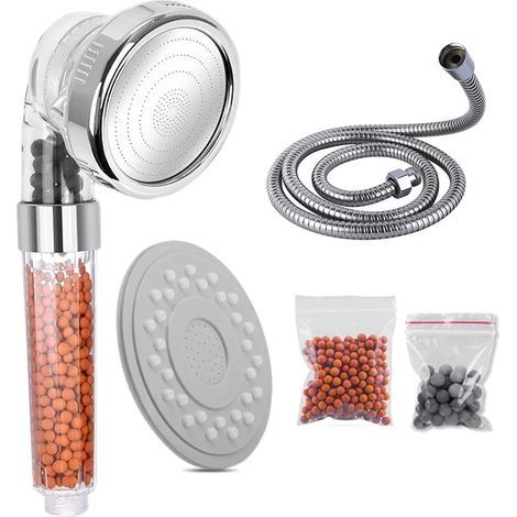 Pommeau de Douche, Pommeau Douche Anti Calcaire avec Tuyau, Pommeau de Douche Pression & Économiseur d'eau Douchette Massages 3 Modes & 3 Genre de Billes Filtrage Convient à Salle de Bains (1/5)