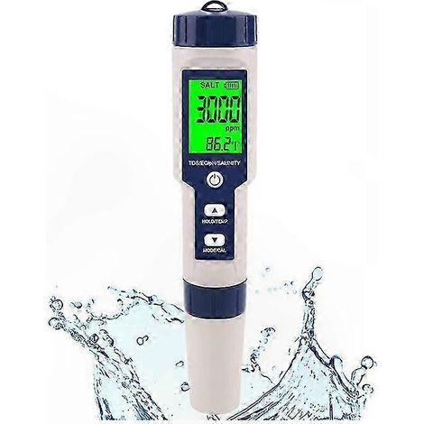 5-in-1 Digitaler Salzgehaltsmesser für Salzwasser, hochpräzises Pool-Salzmessgerät, wasserdichter Salzgehaltsmonitor (IP67) (1/5)