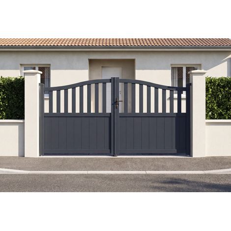 3 m MEIJE Schwingtor, 160 cm hoch, graues Aluminium