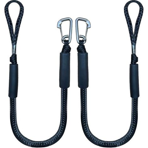 Crea – Ligne d'amarrage élastique 4 pieds – Corde PE + PP avec crochet – Lot de 2 – Absorption des chocs pour bateaux et kayaks