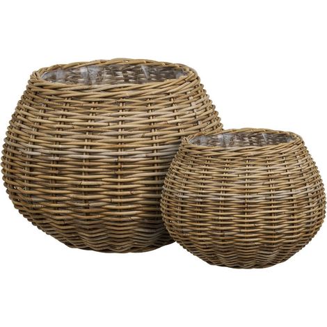 Lot de 2 paniers décoratifs en rotin naturel tressé - MALEK (1/4)