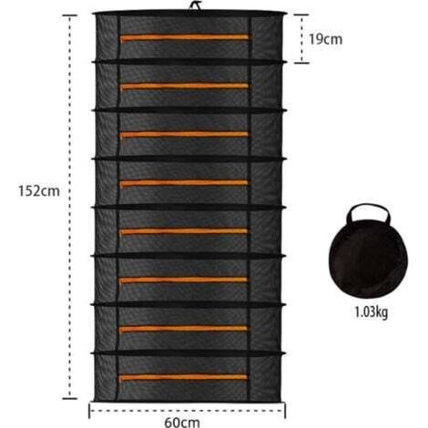 [JAMAIS UTILISÉ] Filet de séchage d'herbes, 8 couches 60cm de diamètrede séchoir pliant de suspension avec Fermetures à glissière pour légumes, Plantes, vêtements (1/4)