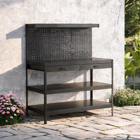 Établi atelier acier MDF 272 kg 122 x 61 x 156 cm noir (1/5)