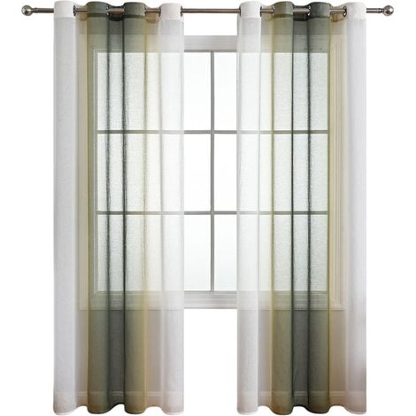 2er-Set Ösenvorhänge – Farbverlauf und transparente Textur – modernes Design – für Wohnzimmer-, Küchen- oder Schlafzimmerfenster (1/4)
