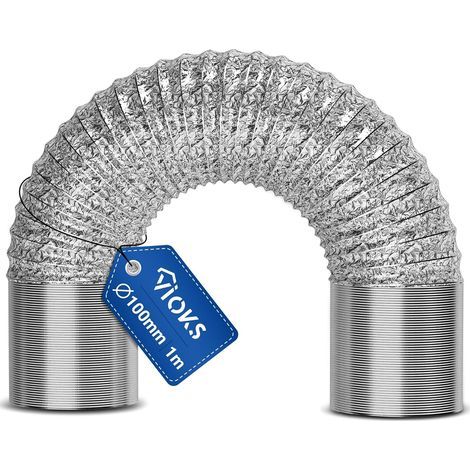 Flexible 100mm Aluminum Hose, 1 Meter, For Cooker Hood, Tumble Dryer, Air Conditioner (1/5)