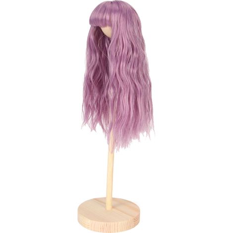 Perruque en Fibres Haute Température pour Figurine 1/6, Cheveux Longs Bouclés Violet 15.5‑17cm (1/5)