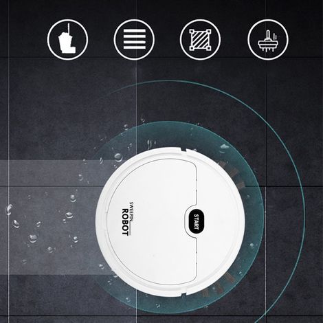 Robot Vacuum Cleaner, Aspiro, M-1000, Aspirateur Robotic 3 Fonctions USB avec Lavage pour Petits Appartements Blanc (490g Lithium) (1/5)
