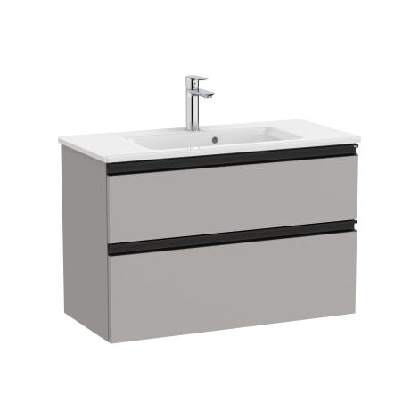 CONJUNTO MUEBLE THE GAP 800X380 2 CAJONES + LAVABO BLANCO GRIS MATE