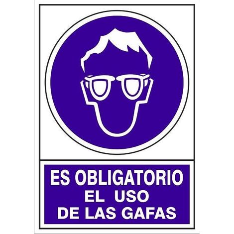 señal 610 adhesiva 148x105''ob.uso gafas'' es obligatorio el uso de las gafas