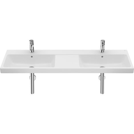 Roca – Double vasque murale en porcelaine 540x315mm – Configuration centrale – Forme rectangulaire – Capacité 8,75L – Kit de fixation inclus (1/2)
