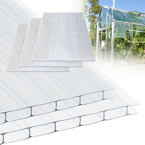 TolleTour 5x Plaques de Polycarbonate Creux 8mm 121x60,5cm découpe 3,66m² résistant UV Double paroi Serre Jardin Plaque