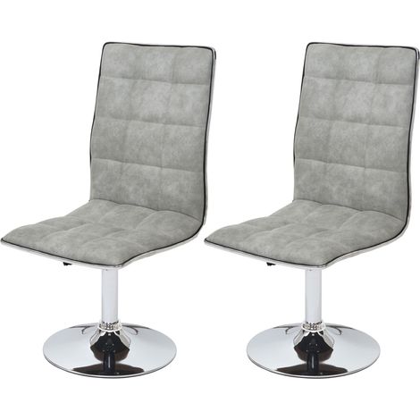 2x chaise de salle à manger HHG-616, fauteuil, tissu, vintage gris béton (1/5)