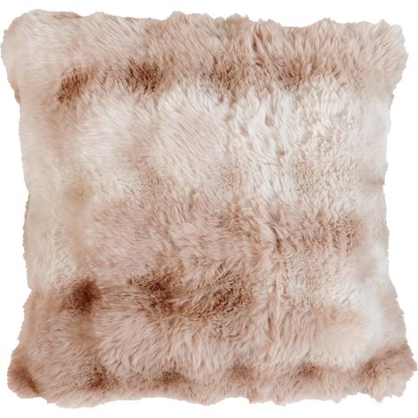 Coussin Imitation Fourrure Doux Aspect Ombré Marron Brun 45x45 cm (1/3)