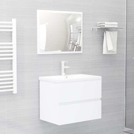 vidaXL Meubles de salle de bain blanc bois d'ingénierie (1/5)