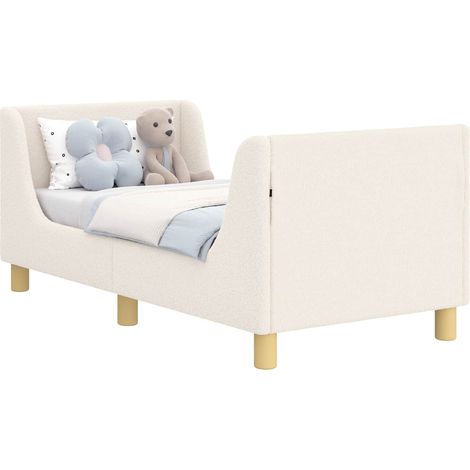 Toddler Bed Frame with Headboard Cream 70 x 140 cm Bouclé vidaXL (1/5)