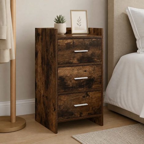 vidaXL Tables de chevet Chêne fumé 40 x 36 x 70 cm Bois d'ingénierie (1/5)