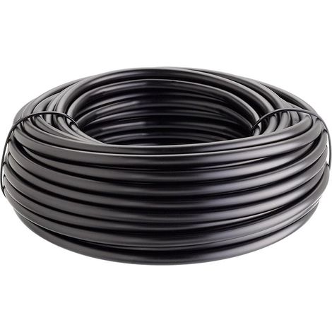 Tube PE horticole haute pression et antidéflagrant — Diamètre extérieur 12 mm × Diamètre intérieur 9 mm, 20 mètres — Matériau PE, tube d'irrigation goutte-à-goutte noir et flexible