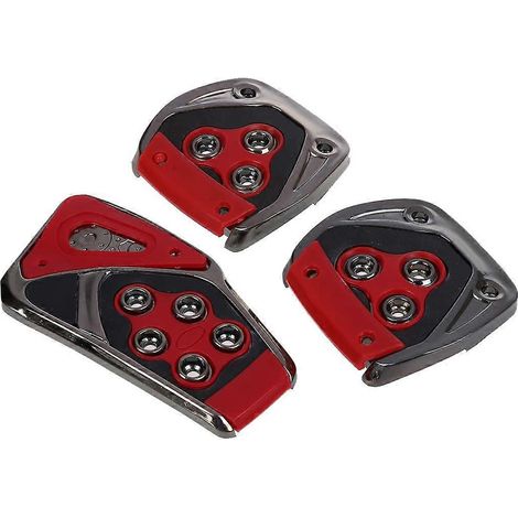 Fundas antideslizantes rojas y negras para pedales, 3 unidades, para coches MT Auto. (1/4)