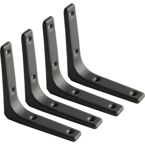 Équerre Étagère Murale, Équerre Métal Mat Noir, Support Étagère Métal pour Déco Cusine, Équerre Charge Lourde, 100mm100mm, 4pcs (1/4)