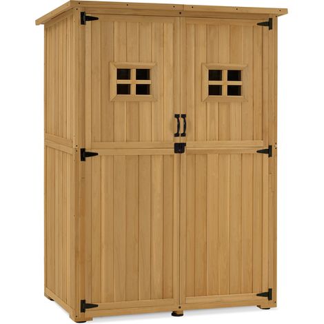 M MCombo Gartenschrank Gartenhaus Holz Wetterfest, 127×59×168 cm, 0912D (Natur) (1/5)