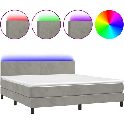 Maison Exclusive - Boxspringbett mit Matratze & LED Hellgrau 160x