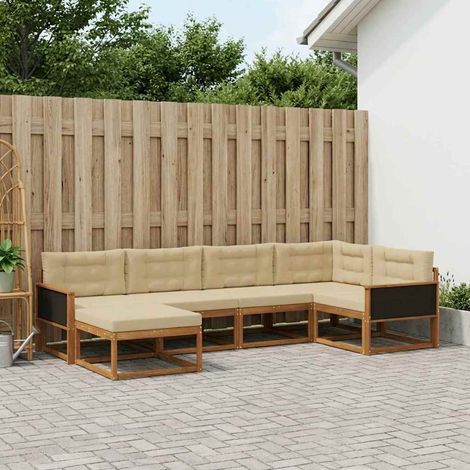 vidaXL Outdoor-Sofagarnitur mit Kissen 6 pcs Natur und Beige (1/5)