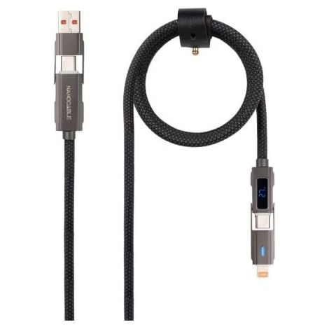 Nanocable 10.01.2501 cable USB 1 m USB A/USB C USB C/Lightning Negro