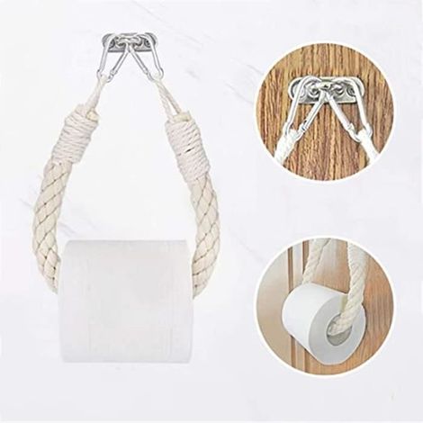 Porte-Papier Toilette - Décoration Salle de Bain - Corde - Inoxydable - Style Bohème - Multifonctionnel (1/4)