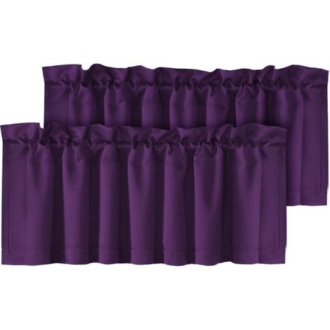 Rideaux occultants à 2 panneaux avec cantonnières pour fenêtres de cuisine/salle de bain/salon/chambre, intimité, décoratifs, à œillets, 132 cm de largeur x 46 cm de longueur - Violet - 132 cm x 46 cm (1/4)