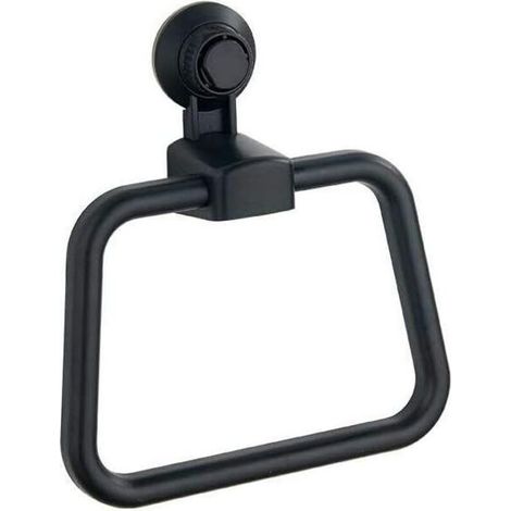 Towel ring, no drilling required, ABS towel ring rack, suction cup bar, plastic towel holder, bathroom and bedroom accessories, black (1/5)