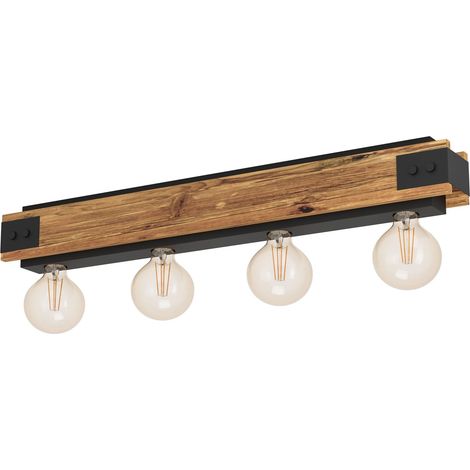 Plafonnier Layham, lampe de plafond 4 flammes vintage, industrielle (1/5)